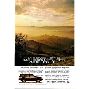 1995 Chrysler Jeep Full Page Print Ad Original Sunset Over Mountains u